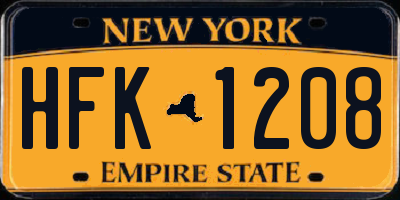 NY license plate HFK1208