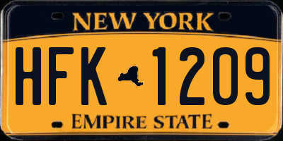 NY license plate HFK1209
