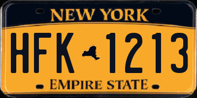 NY license plate HFK1213