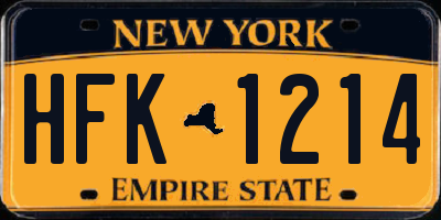 NY license plate HFK1214