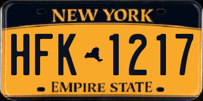 NY license plate HFK1217