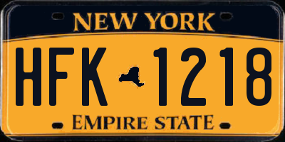 NY license plate HFK1218