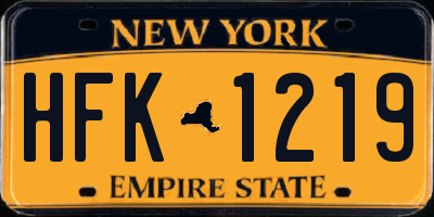 NY license plate HFK1219