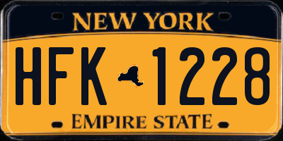 NY license plate HFK1228