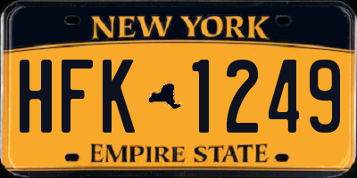 NY license plate HFK1249