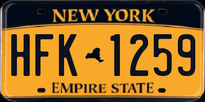 NY license plate HFK1259