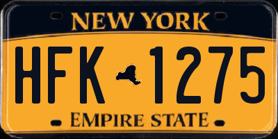 NY license plate HFK1275