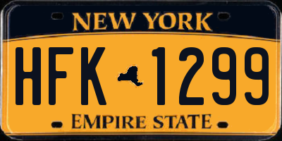 NY license plate HFK1299