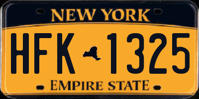 NY license plate HFK1325