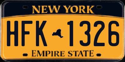NY license plate HFK1326
