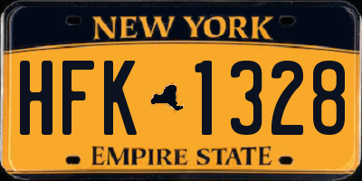 NY license plate HFK1328
