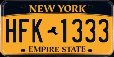 NY license plate HFK1333