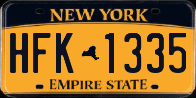 NY license plate HFK1335