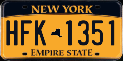 NY license plate HFK1351
