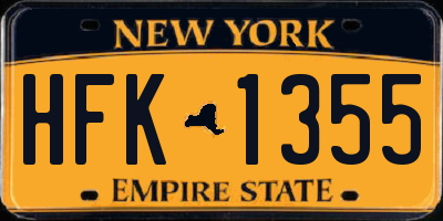 NY license plate HFK1355