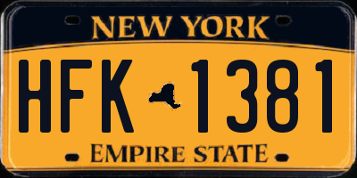 NY license plate HFK1381
