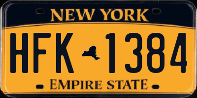 NY license plate HFK1384
