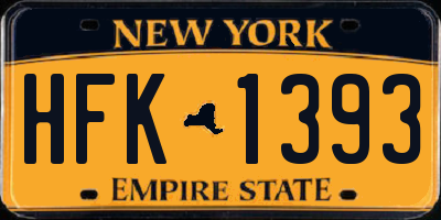 NY license plate HFK1393