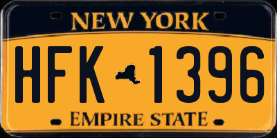 NY license plate HFK1396