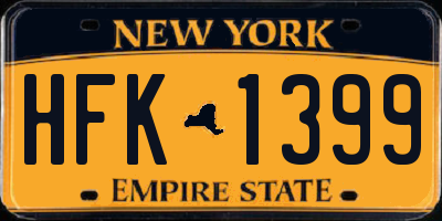 NY license plate HFK1399