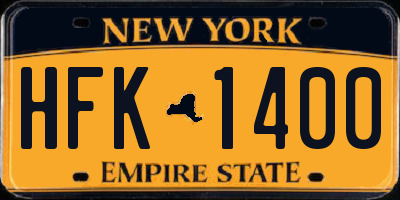 NY license plate HFK1400