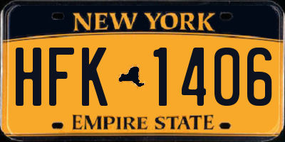 NY license plate HFK1406