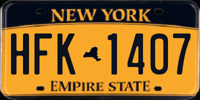 NY license plate HFK1407