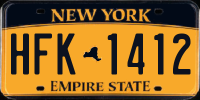 NY license plate HFK1412