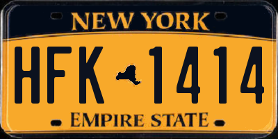 NY license plate HFK1414