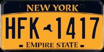 NY license plate HFK1417