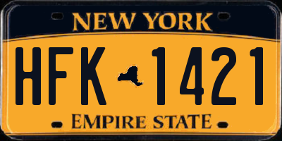 NY license plate HFK1421