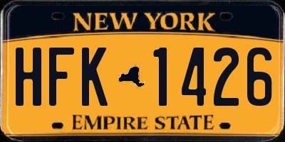 NY license plate HFK1426