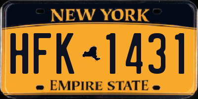 NY license plate HFK1431