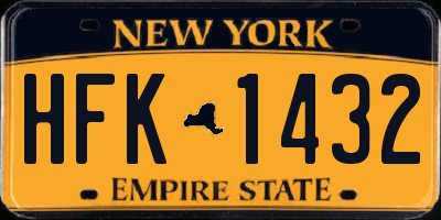 NY license plate HFK1432