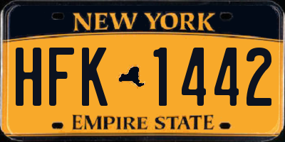 NY license plate HFK1442