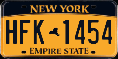 NY license plate HFK1454