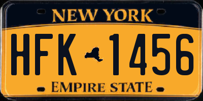 NY license plate HFK1456