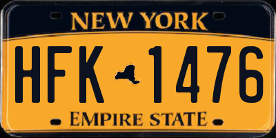NY license plate HFK1476