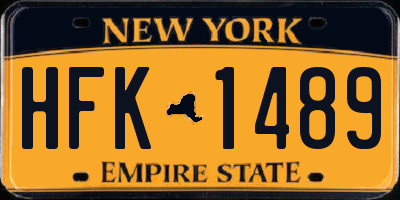 NY license plate HFK1489