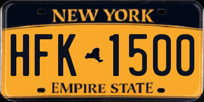 NY license plate HFK1500