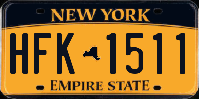 NY license plate HFK1511