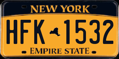 NY license plate HFK1532