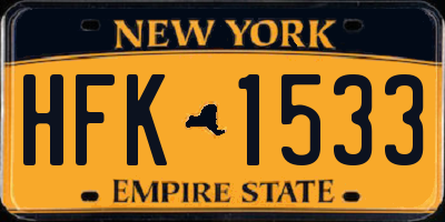 NY license plate HFK1533