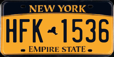 NY license plate HFK1536