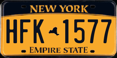 NY license plate HFK1577