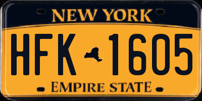 NY license plate HFK1605