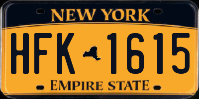 NY license plate HFK1615