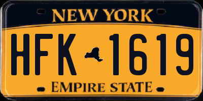 NY license plate HFK1619