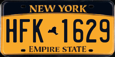 NY license plate HFK1629