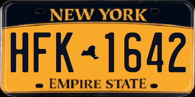 NY license plate HFK1642